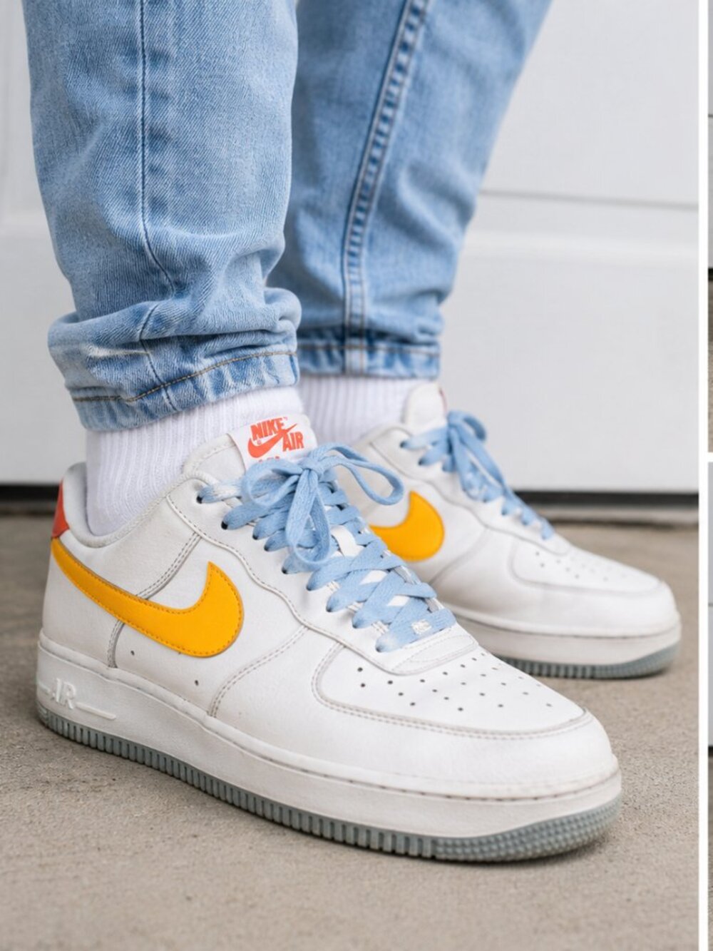 Nike Air Force 1 ’07 LV8 Be Kind Men’s Size 7 women's 8.5 White Orange Blue